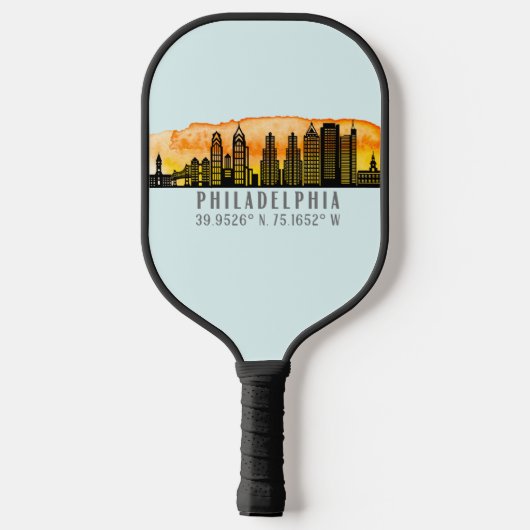 Philadelphia Skyline Map Coordinates Pickleball Paddle (Achterkant)