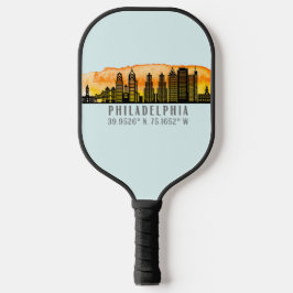 Philadelphia Skyline Map Coordinates Pickleball Paddle