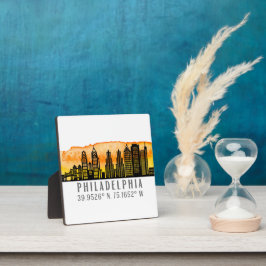 Philadelphia Skyline Map Coordinates Tabletop Fotoplaat