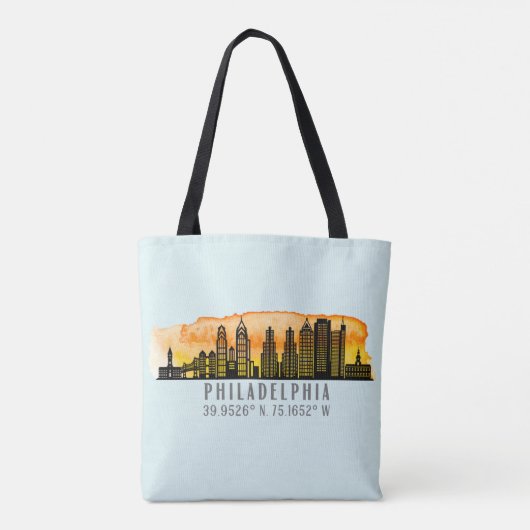 Philadelphia Skyline Map Coordinates Tote Bag (Achterkant)