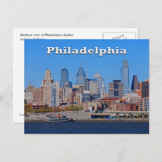 Philadelphia Skyline, Middium Uitzicht II Briefkaa Briefkaart (Voorkant / Achterkant)