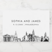 Philadelphia Skyline Mini Sparkling Wijnetiket (Enkel label)