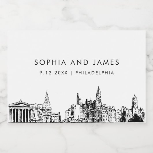 Philadelphia Skyline Mini Sparkling Wijnetiket (Enkel label)