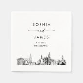 Philadelphia Skyline moderne bruiloft cocktail Servet (Voorkant)