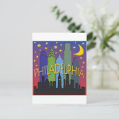 Philadelphia Skyline nachtlife Briefkaart (Staand voorkant)