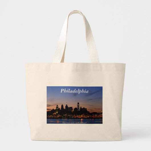 Philadelphia Skyline op Twilight Bag Grote Tote Bag (Voorkant)