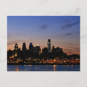 Philadelphia Skyline op Twilight - Revised Briefka Briefkaart
