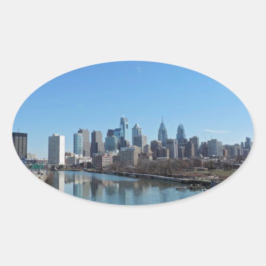 Philadelphia Skyline Ovale Sticker (Voorkant)