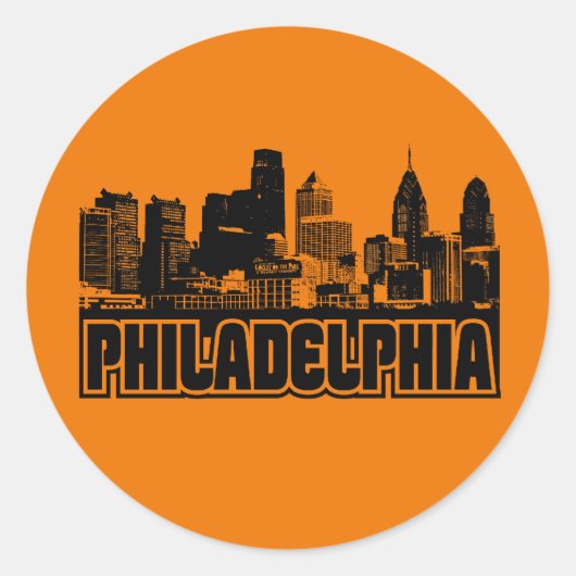 Philadelphia Skyline Ronde Sticker (Voorkant)