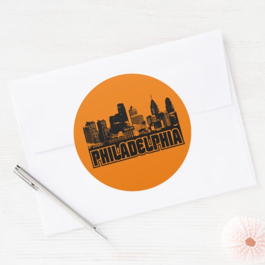 Philadelphia Skyline Ronde Sticker (Envelop)