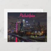 Philadelphia skyline 's nachts briefkaart (Voorkant / Achterkant)