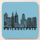 Philadelphia Skyline Silhouette  Bier Onderzetter (Voorkant)