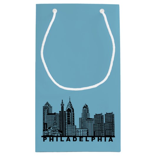 Philadelphia Skyline Silhouette  Klein Cadeauzakje (Achterkant)