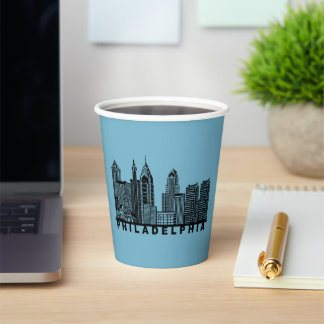 Philadelphia Skyline Silhouette  Papieren Bekers