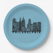 Philadelphia Skyline Silhouette  Papieren Bordje (Voorkant)