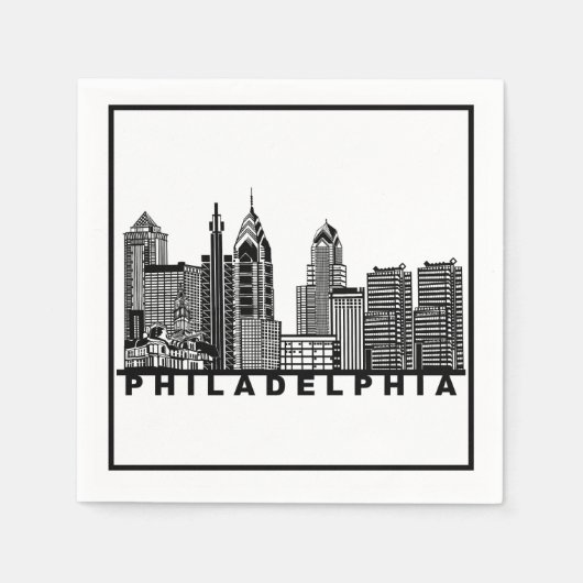 Philadelphia Skyline Silhouette  Servet (Voorkant)