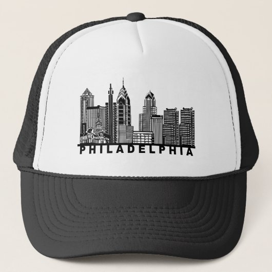 Philadelphia Skyline Silhouette  Trucker Hat Pet (Voorkant)