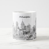 Philadelphia Skyline Sketch Jumbo Mok (Voorkant)