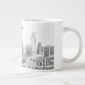 Philadelphia Skyline Sketch Jumbo Mok (Rechts)