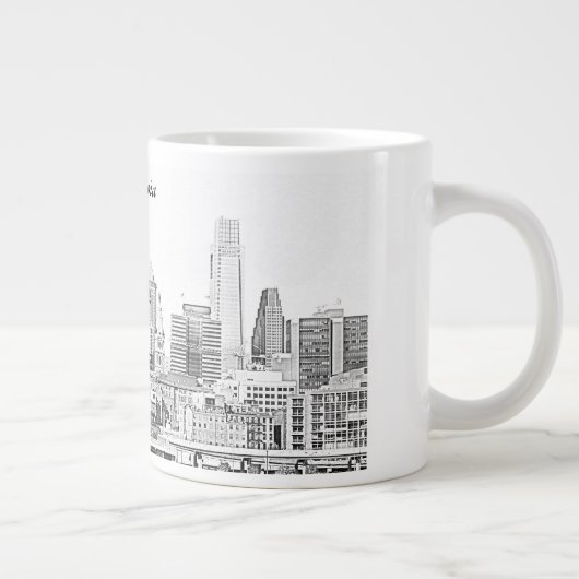 Philadelphia Skyline Sketch Jumbo Mok (Rechts)