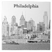Philadelphia Skyline Sketch Tile Tegeltje (Voorkant)