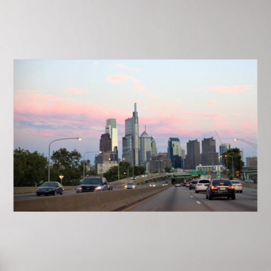 Philadelphia Skyline Sunset Foto Poster (Voorkant)