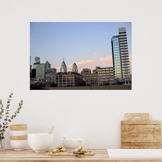 Philadelphia Skyline Sunset Foto Poster (Keuken)