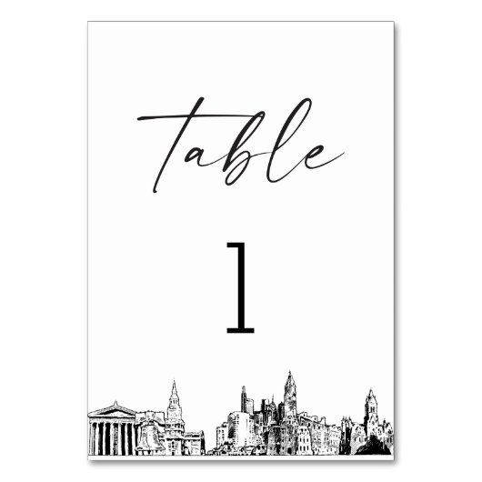 Philadelphia Skyline Tafelnummer 3.5x5 Kaart (Voorkant)