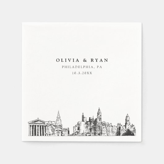 Philadelphia Skyline Trouwpapier Cocktail servet (Voorkant)
