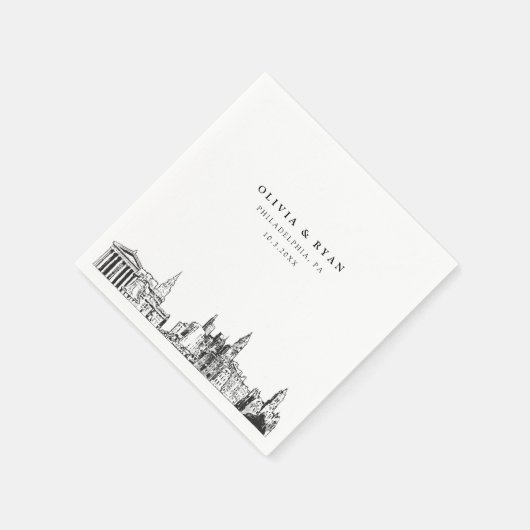 Philadelphia Skyline Trouwpapier Cocktail servet (Hoek)