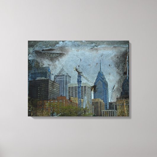 Philadelphia Skyline vanaf de rivierwandeling Canvas Afdruk (Voorkant)