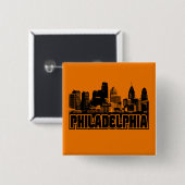 Philadelphia Skyline Vierkante Button 5,1 Cm (Voorkant /achterkant)