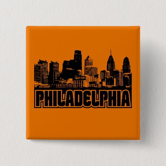 Philadelphia Skyline Vierkante Button 5,1 Cm (Voorkant)