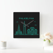 Philadelphia skyline vierkante klok (Huis)