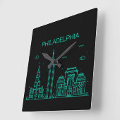 Philadelphia skyline vierkante klok (Hoek)