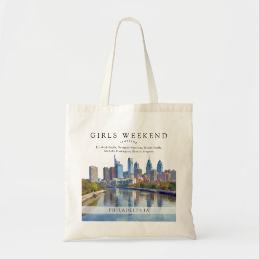 Philadelphia Skyline Watercolor Girls Weekend Tote Bag (Voorkant)