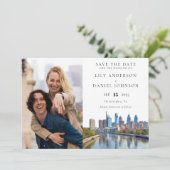 Philadelphia Skyline Watercolor Photo Wedding Save The Date (Staand voorkant)