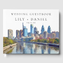 Philadelphia Skyline Watercolor Wedding Gastenboek