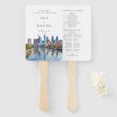 Philadelphia Skyline Watercolor Wedding Program Handwaaier (Voorkant en achterkant)