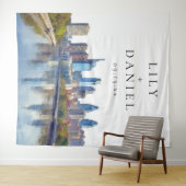 Philadelphia Skyline Wedding Photo Backdrop Wandkleed (In Situ (horizontaal))