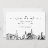 Philadelphia Skyline Wedding Save the Date Kaart (Voorkant)