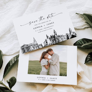 Philadelphia Skyline Wedding Save the Date Kaart