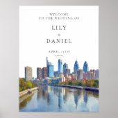 Philadelphia Skyline Wedding Welcome Sign Poster (Voorkant)