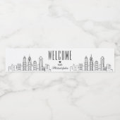 Philadelphia Skyline | Welkomstbericht Waterfles Etiket (Enkel label)