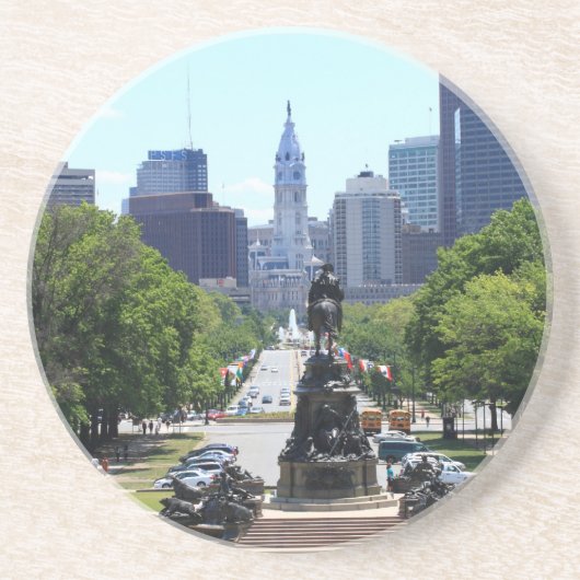 Philadelphia Skyline Zandsteen Onderzetter (Voorkant)
