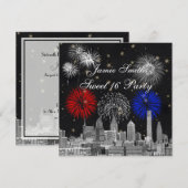 Philadelphia Skyline Zwart Goud Star Sweet 16 FW Kaart (Voorkant / Achterkant)