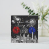 Philadelphia Skyline Zwart Goud Star Sweet 16 FW Kaart (Staand voorkant)