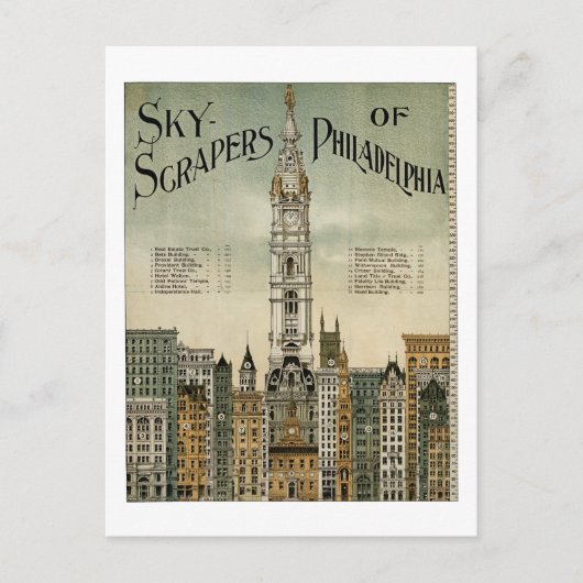 Philadelphia Skyscrapers (1898 Vintage Poster) Briefkaart (Voorkant)