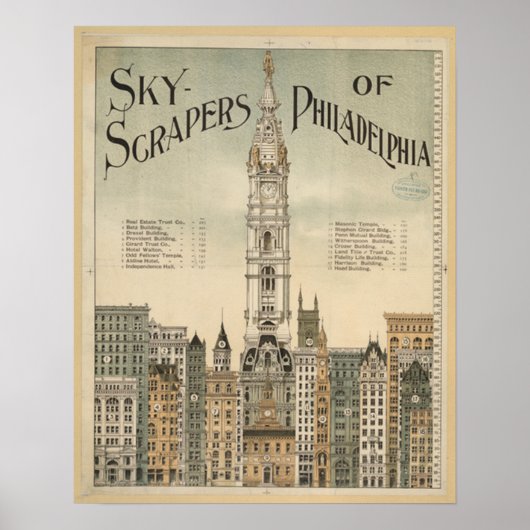 philadelphia skyscrapers vintage poster van 8.99 (Voorkant)