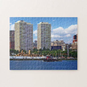 Philadelphia - Sleepboot bij Philadelphia Skyline  Legpuzzel